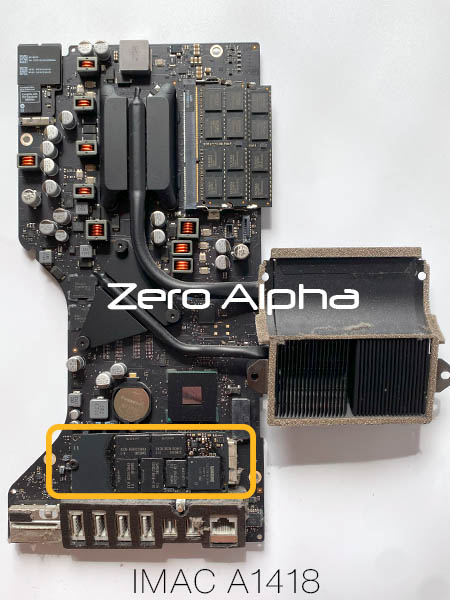 apple imac a1418 ssd location on logic board