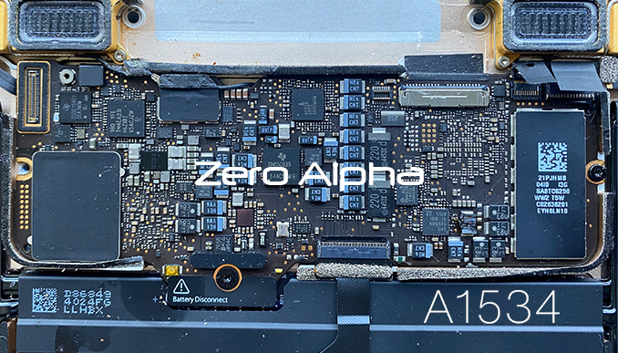 A1534 logic board close up liquid damaged data recovery