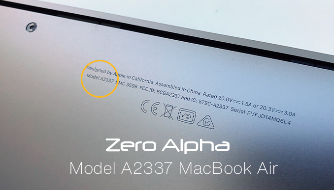 how to find the model number of the macbook air 2020 m1 A2337 printed underneath