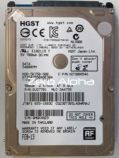 hitachi hgst HTS547550A9E384 5k750 500 gb data recovery