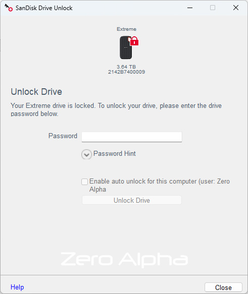 sandisk drive unlock, unlock dirve, your extreme drive is locked. to unlock your drive please enter your password below