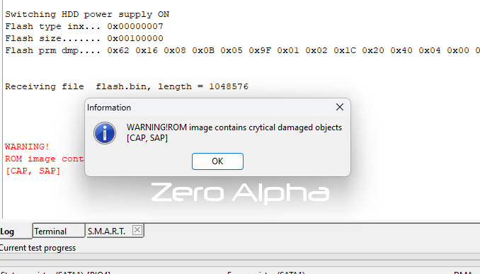 ST10000DM0004-1ZC101 data recovery warning: ROM image contains critical damaged objects. CAP SAP