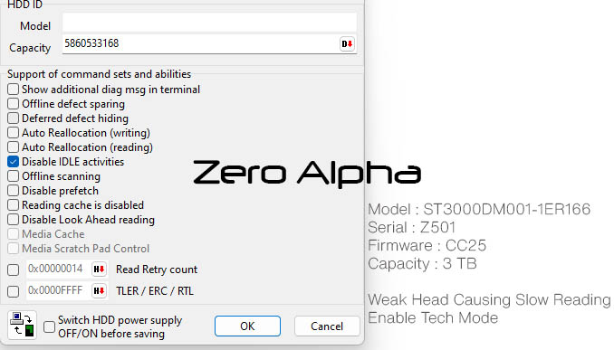 seagate ST3000DM001-1ER166 solution to slow responding due to weak head hdd id settings