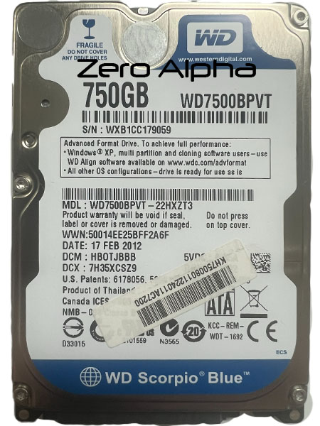 Western Digital WD7500BPVT data recovery
